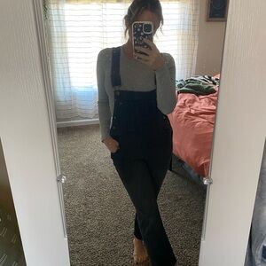 Black Denim Overalls